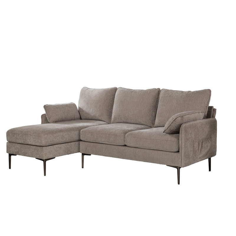 Canapé et méridienne réversible en chenille de 80,5 po Schutte, Chenille taupe