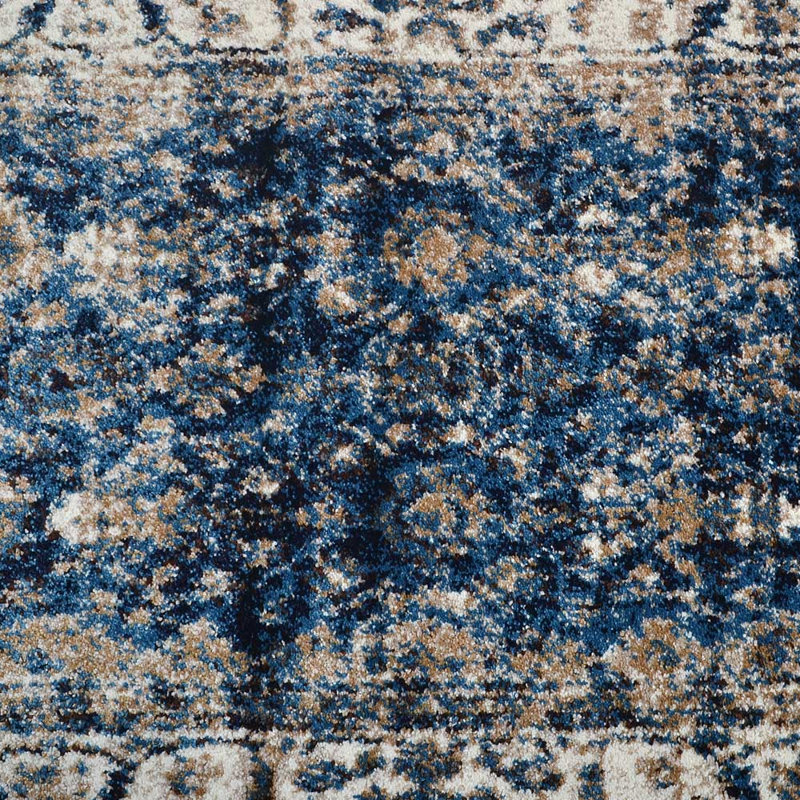 Sherley Machine Made Heatset Polyproplyene Area Rugs - Runner, Ivory Blue Color, Oriental Design, Low Pile Machine Made Area Rugs for Living Room, Bed Room