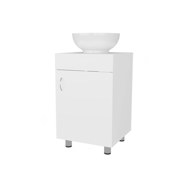 Meuble-lavabo blanc avec lavabo intégré, Blanc