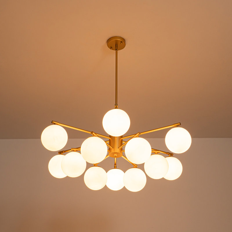 Lustre spoutnik linéaire en verre dépoli à 12 lumières à 12 lumières