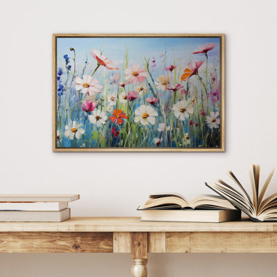 Vibrant Wildflower Bright Colorful Wild Flowers Daisy Garden Floral & Botanical Framed Canvas Print Wall Art