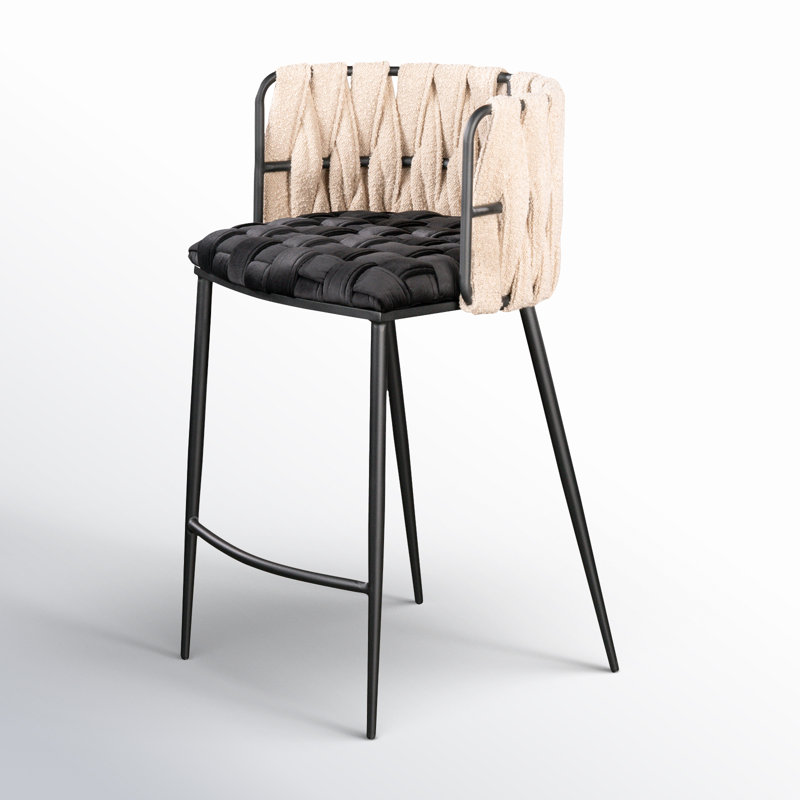 Tabouret de comptoir 27 po Tyrone, Blanc/Noir, Noir