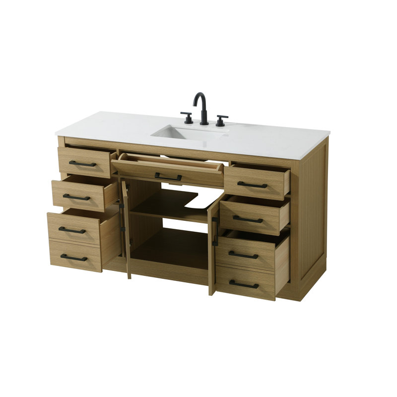 Ahner 60 inch Single Bathroom Vanity, Honey Brown