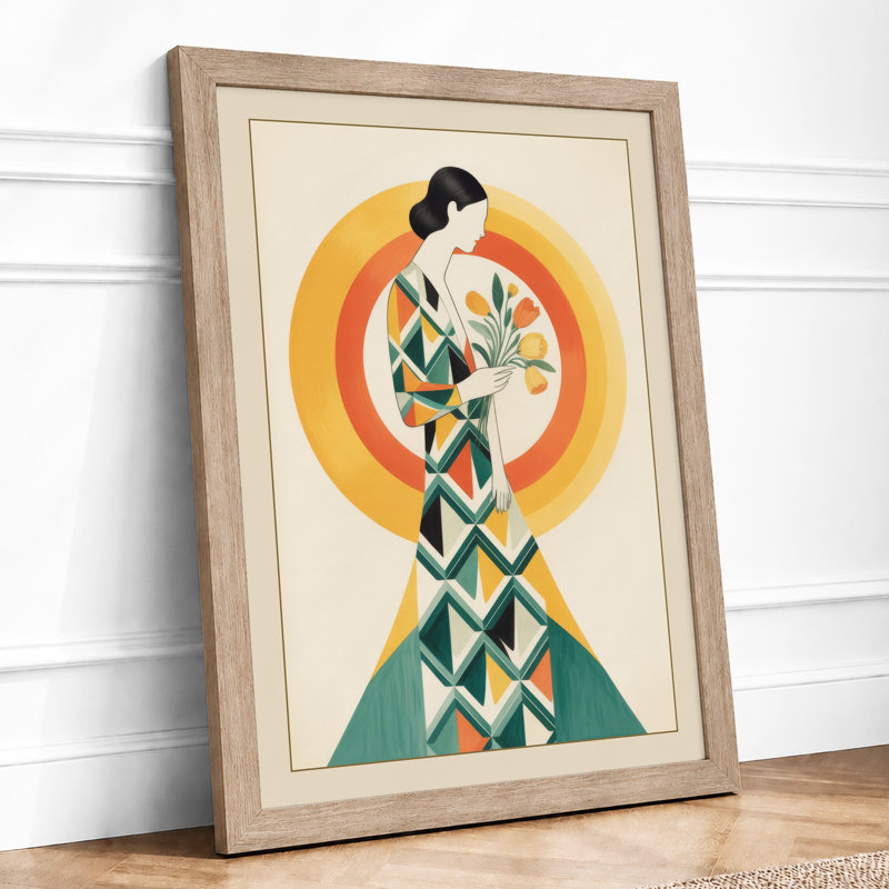 Figure Art Deco - Framed Print, A2 - 59.4 x 42.0 cm, Oak