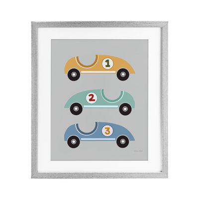 Vroom Race Cars Framed Print Under Glass, design by Susan Ball