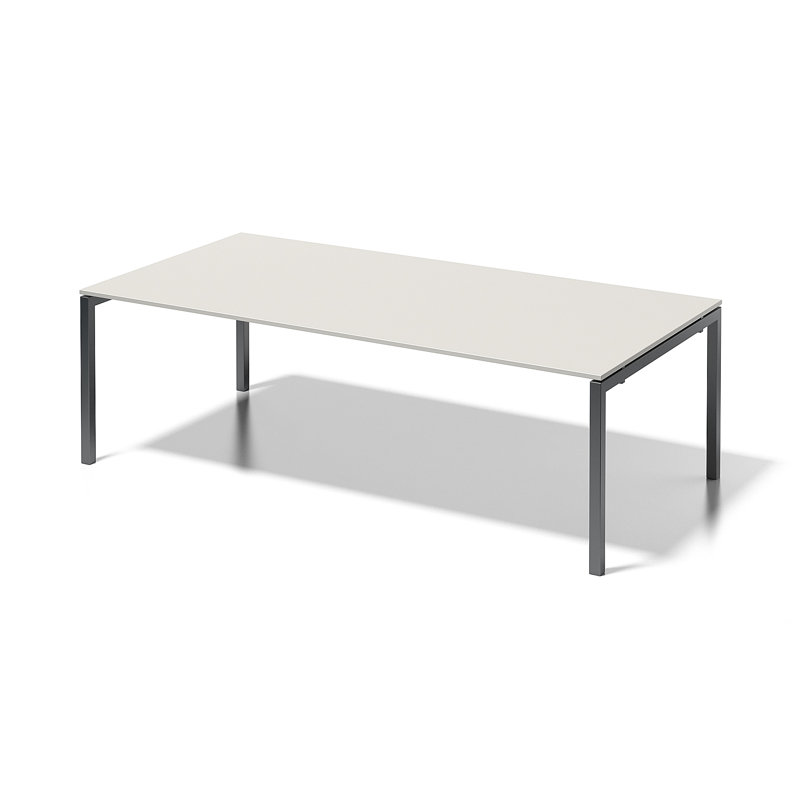 Cito Metal Base Writing Desk, White/Grey, 74cm H x 240cm W x 120cm D