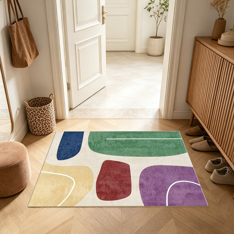 Green Red Abstract Shapes area rugs for Living Room, Soft and Comfortable, Suitable for all seasons, easy to maintain, machine washable Indoor floor mat, Under Table Farmhouse suitable for Bedroom, Dining Room, Study, Patio, Balcony, Home Decor