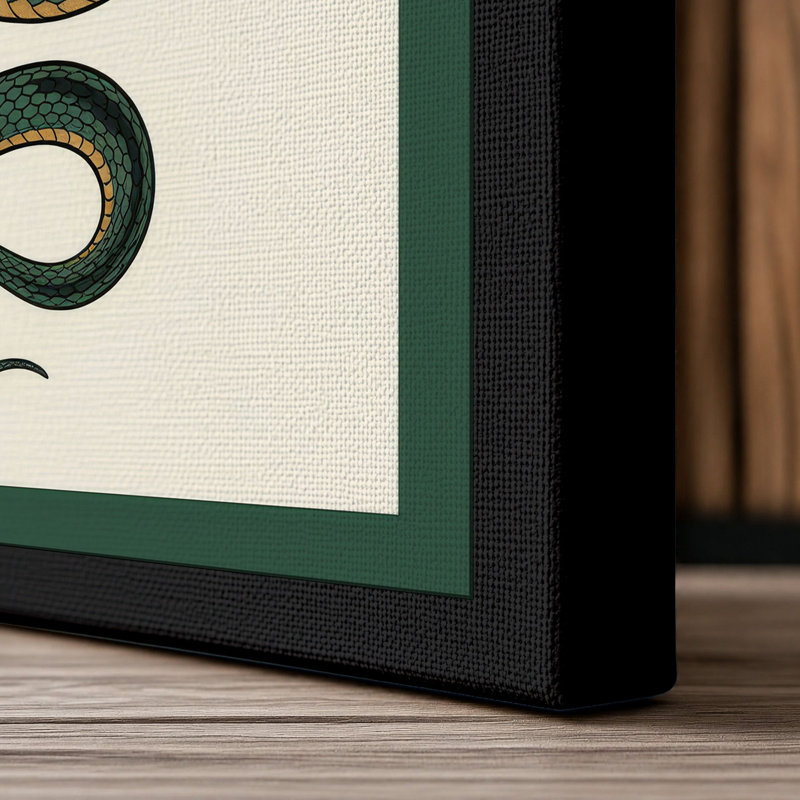 Snake in Profile Botanical - Wrapped Canvas, 36x24 - 91.4 x 61.0 cm, Black Border