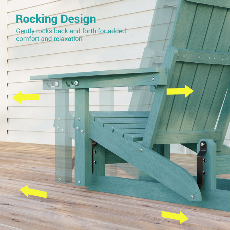 Glider Adirondack Chair with 3-Position Adjustable Backrest, Smooth Motion Chair for Patio, Wood-Like HDPE Outdoor Seating for Patio, Pool, and Yard