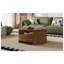 Table basse ronde en bois massif cannelé noyer avec tiroirs de rangement dissimulés, table basse tambour de style moderne du milieu du siècle