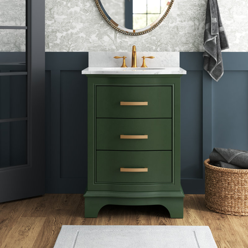 Ensemble de meuble-lavabo simple 24 po Goleta, Evergreen / or brossé