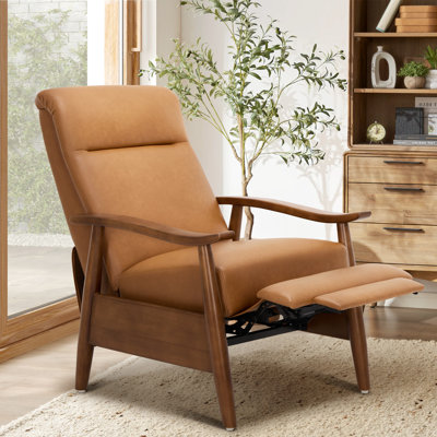 Penning Walnut Breathable Leather Push-Back Recliner by Ebern Designs