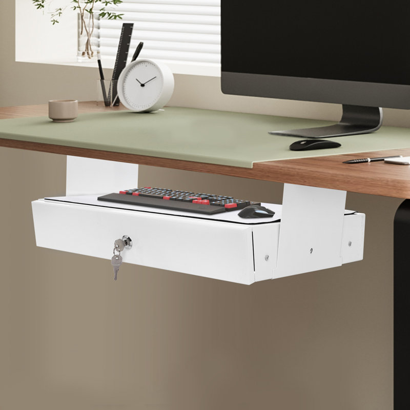 Rangement de tiroir coulissant sous le bureau, Blanc