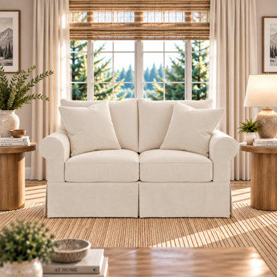 Amari 63" Rolled Arm Slipcovered Loveseat