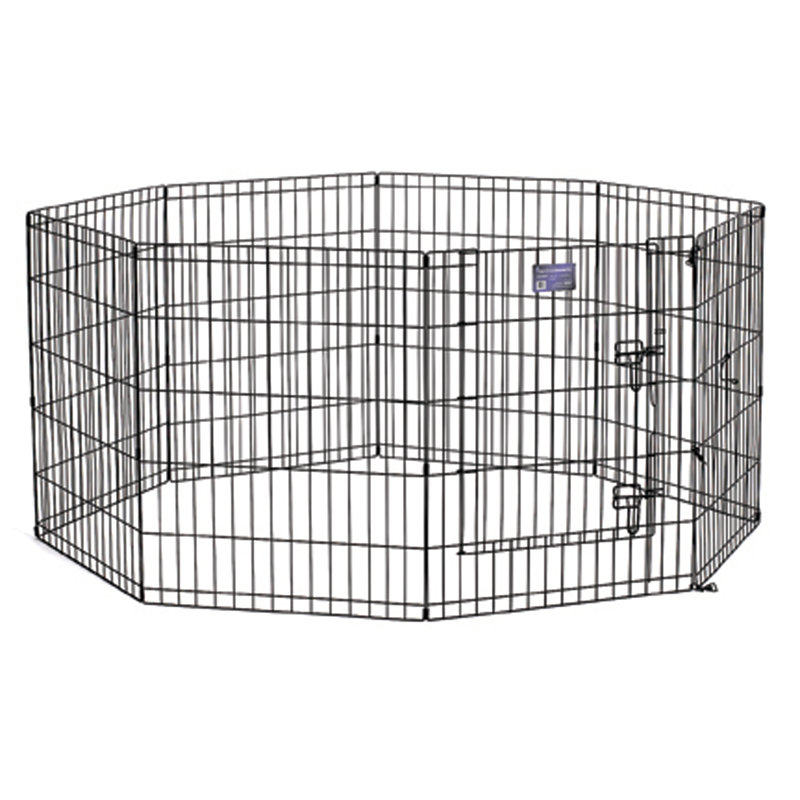 Black Metal 24" x 30" Foldable Pet Playpen with Door
