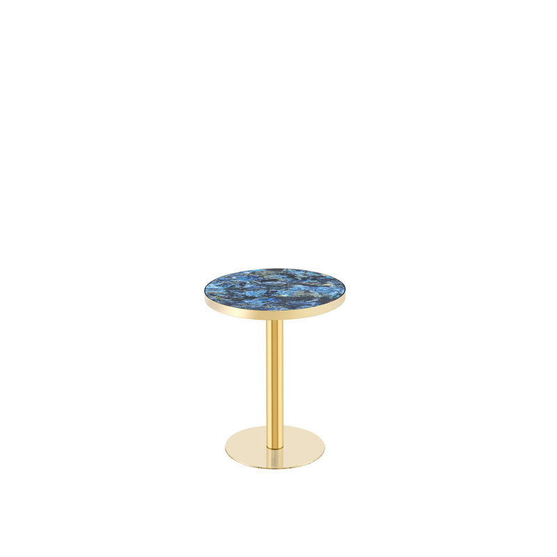 Comptoir rond en MDF de 23,6 pouces recouvert de peinture UV, Blue / Gold