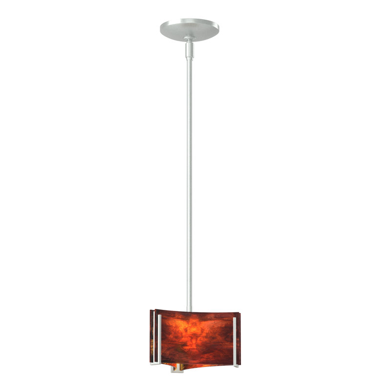 Luminaire suspendu géométrique unique à 1 lumière Exos, Verre topaze, Platine rétro