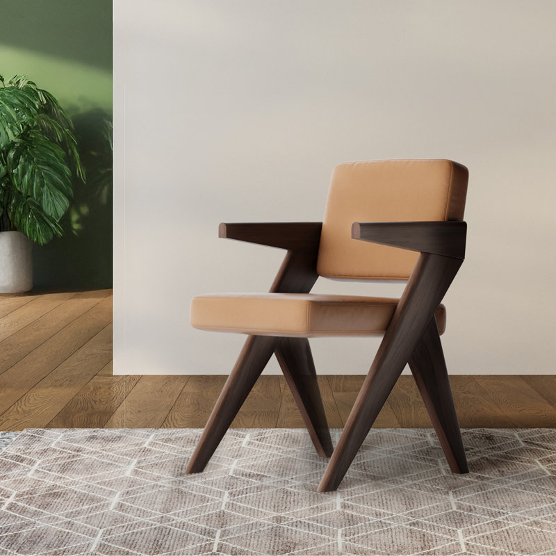 Chaise en cuir Caspar, brun