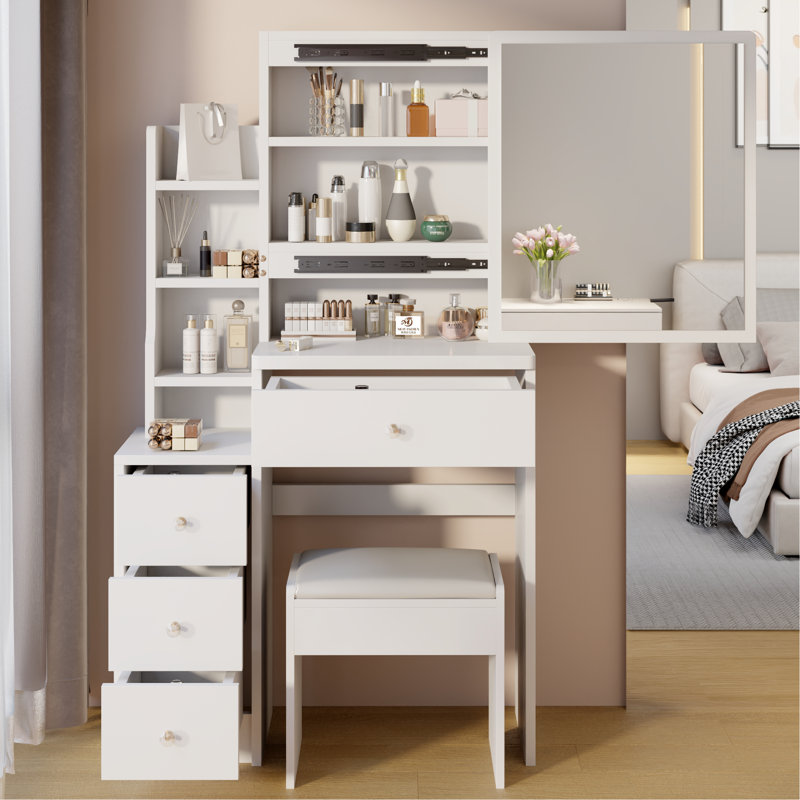 Petit meuble-lavabo moderne avec tabouret 29,2 po