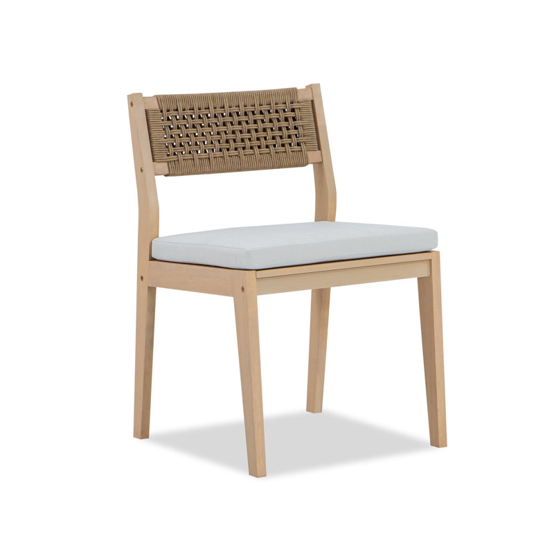 Chaise de salle à manger en bois d'eucalyptus avec coussins Rosa (ensemble de 2)