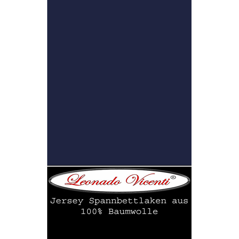 100% Cotton Jersey Knit Fitted Sheet, Dark blue, European Double (140 x 200cm)