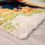 Tapis moderne abstrait à poils longs beige / or / bleu-386035416