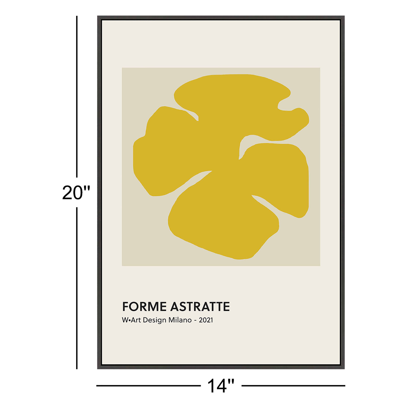 Forme Astratte Yellow by Romina Gadler, Black Framed Paper, 20" H x 14" W x 1.25" D