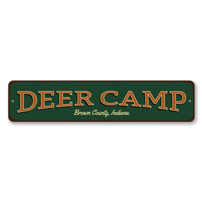 Enseigne en aluminium personnalisée Deer Camp