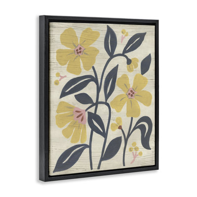"Bungalow Garden Flowers", art mural gris sur toile flottante, design par June Erica Vess