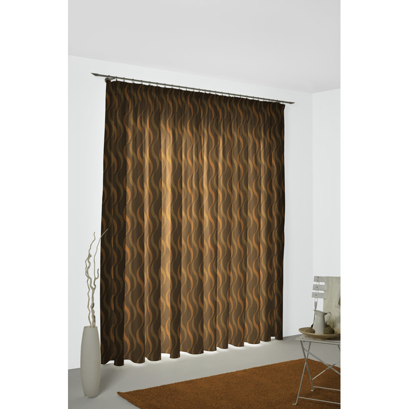 Pearson Pencil Pleat, Single Curtain, opaque, 132cm Width x 220cm Drop, Orange
