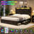 Oceant Queen Farmhouse LED Bed Frame With 4 Drawers & Open Storage Space,Black-1192499256