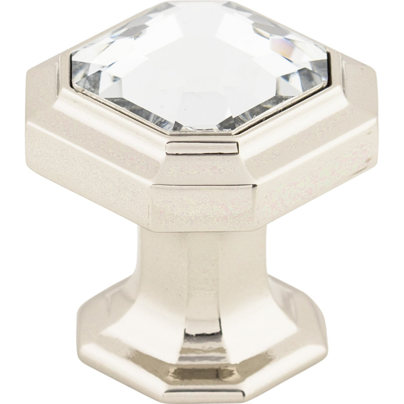 Crystal Emerald 1 1/8" Length Geometric Knob, Polished Nickel