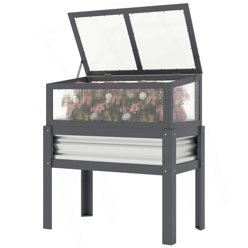Boîte à fleurs surélevée avec jardin surélevé, Gris