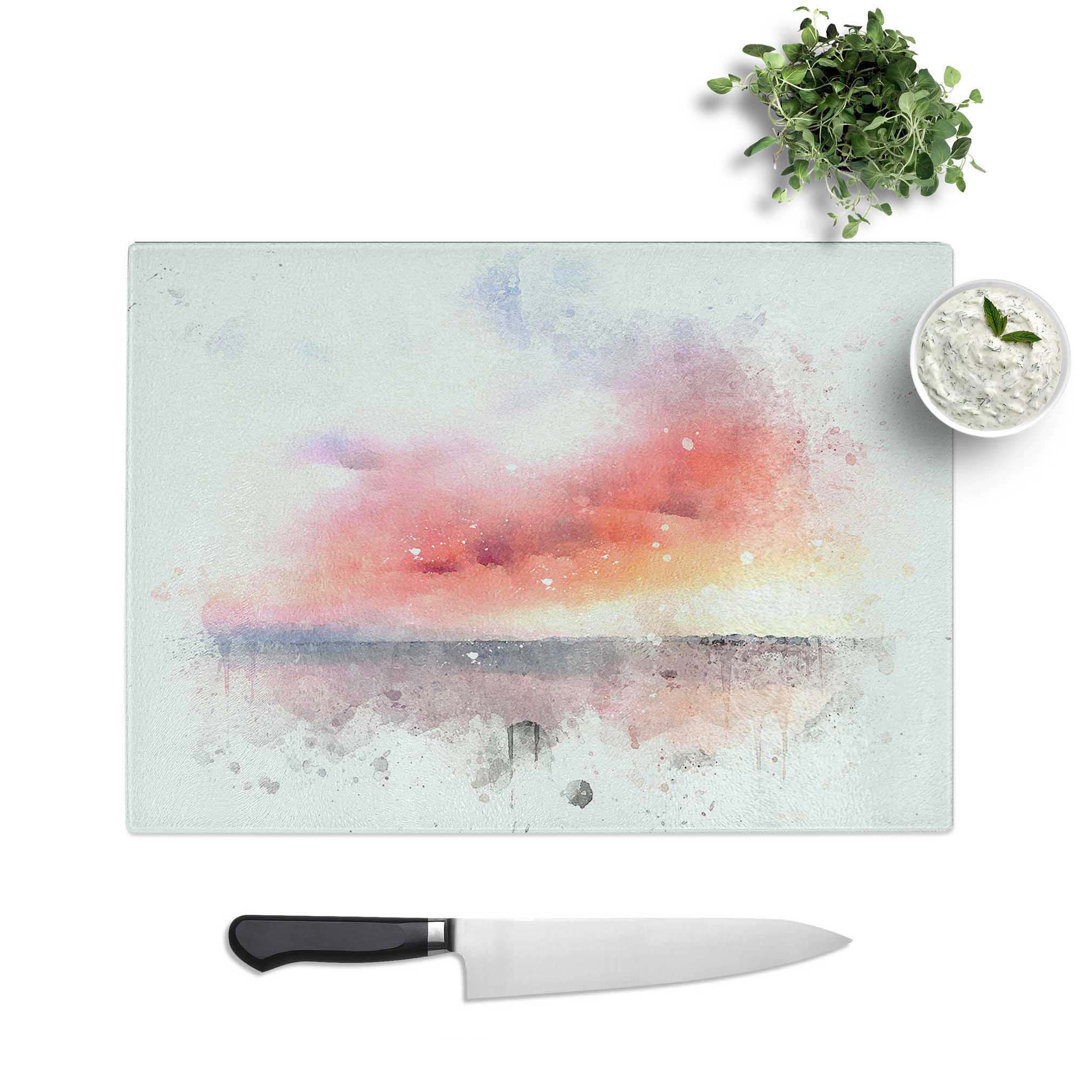 Tempered Glass Sunset over the Ocean Chopping Board