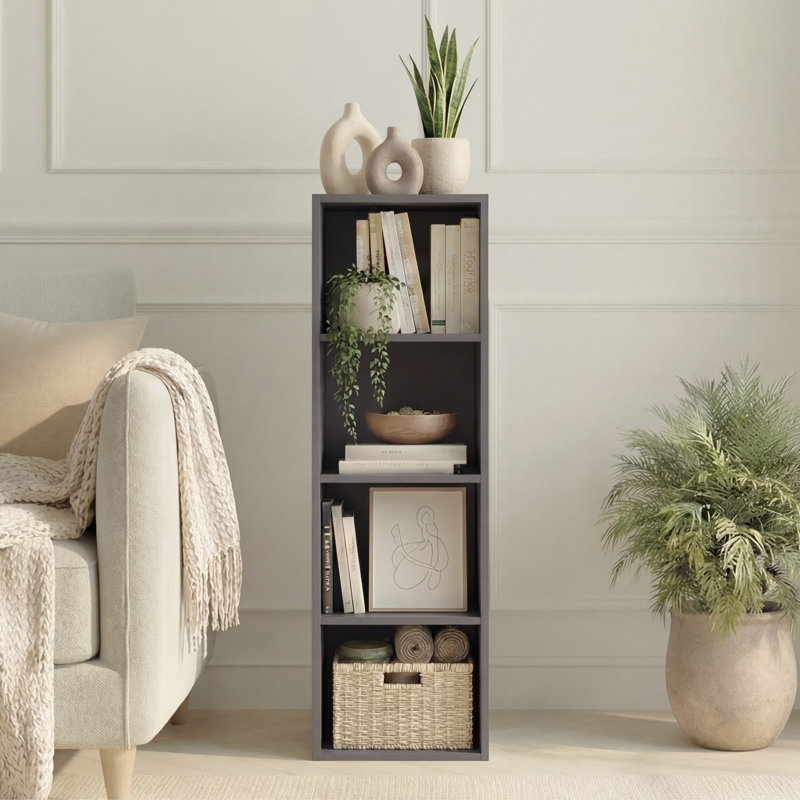 Gerardi 32cm W Standard Bookcase, 106 cm H x 32 cm W, Grey