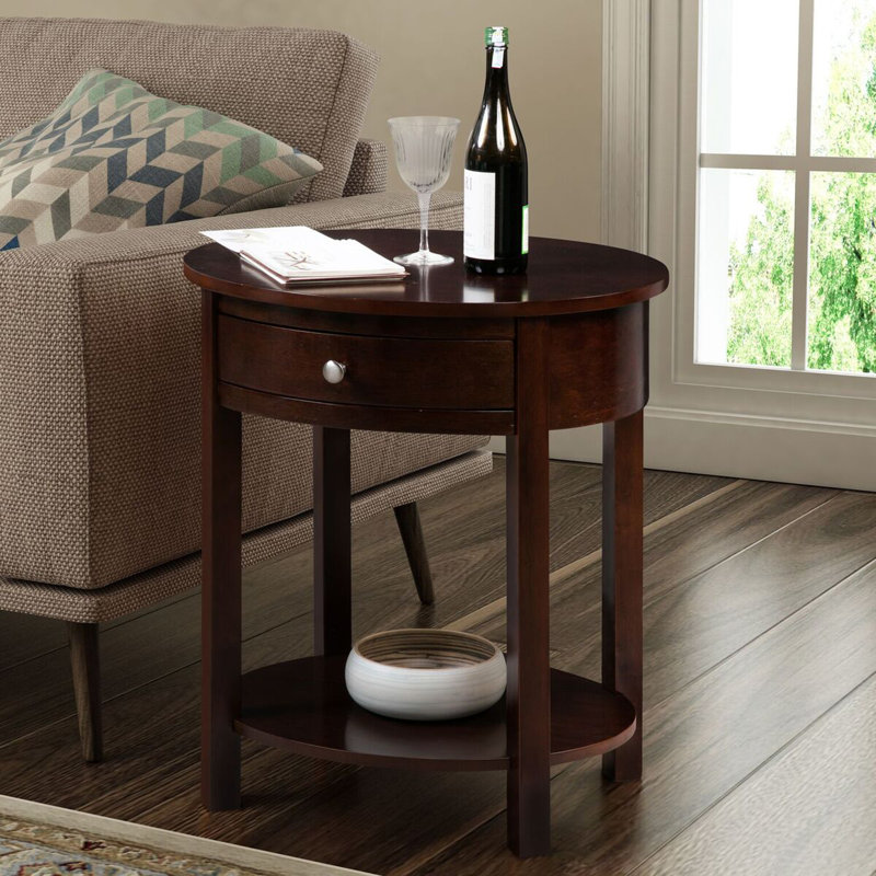 Moravian End Table with Storage, Espresso