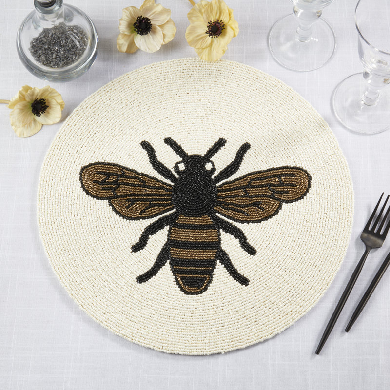 Napperon abeille doré 15 po rond 1 pièce