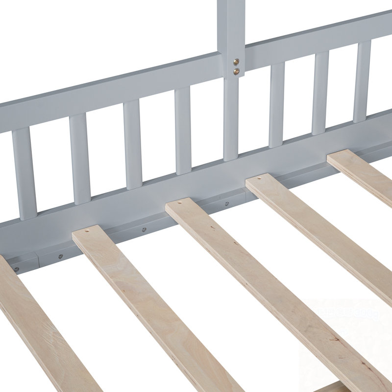 Lit simple avec canapé et rangement pour chambre d'enfant, conception compacte et peu encombrante, Gris