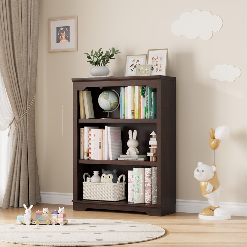Bibliothèque standard H 42,1 "x l 31,5" avec tablette à 3 niveaux Luper, Cerisier