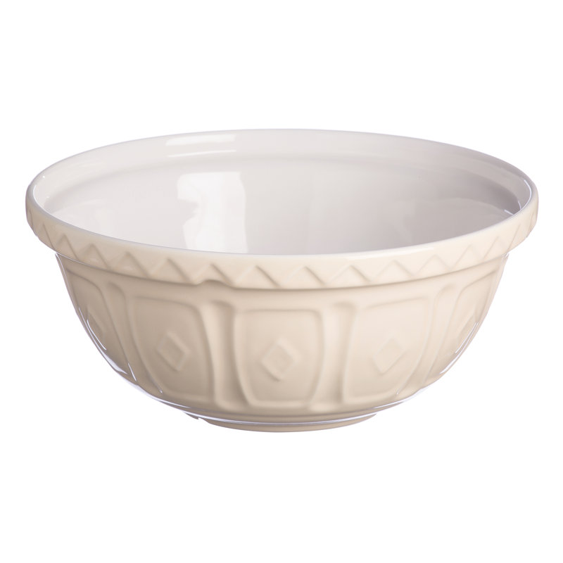 Cream Ceramic Patterned Mixing Bowl, 2.15 Quart