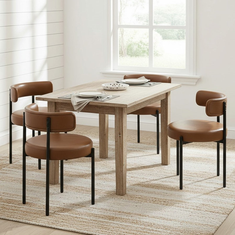 Chaises d'appoint rembourrées en similicuir, Whisky brun, 4