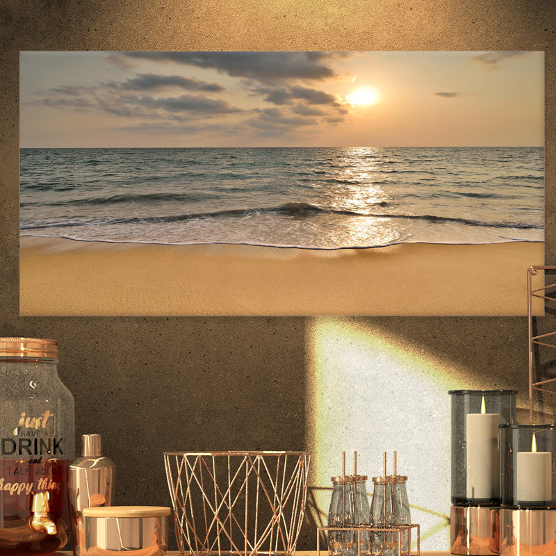 «Dark Tropical Sand Beach at Sunset», photographie, H 23 po x l 23 po x P 1 po, Métal