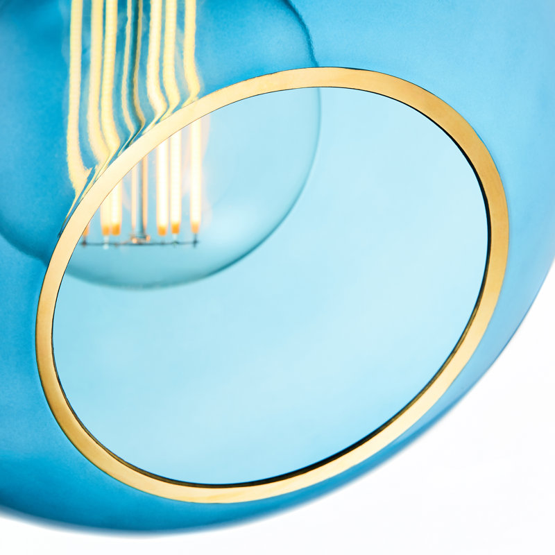 Luminaire suspendu sphère 1 lumière Ballroom, H 15 po x l 13 po x P 13 po, Bleu