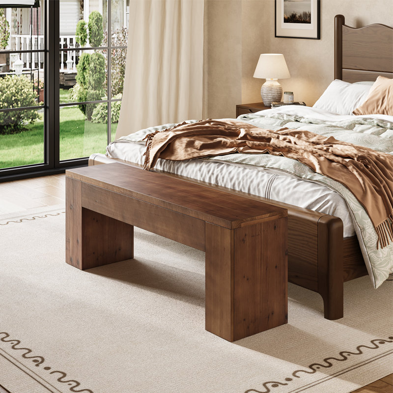 Banc en bois massif pour entrée, bout de lit