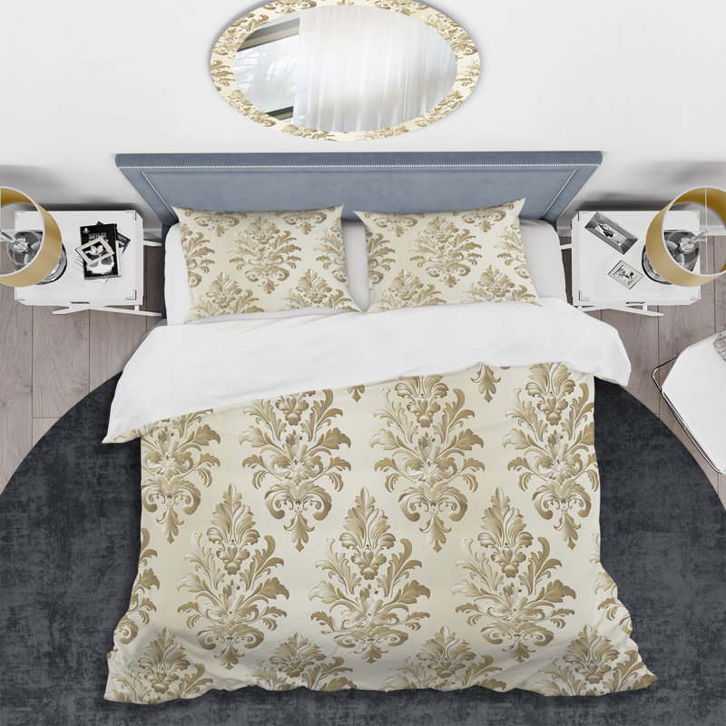 Ensemble de housse de couette beige Glam Damask I - Glam, Housse de couette simple + 2 taies décoratives st