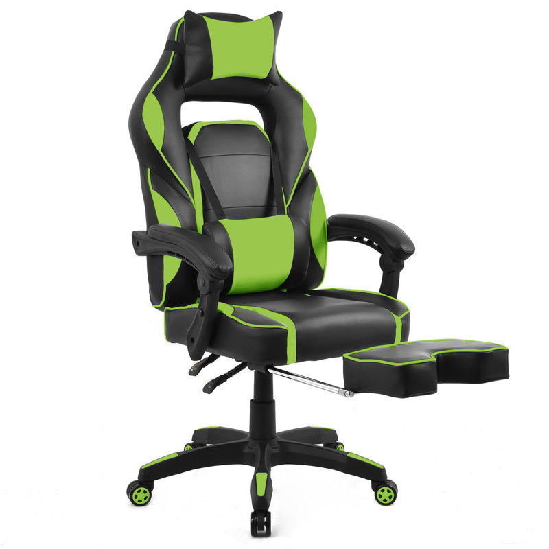 Fauteuil de jeu à haut dossier de style course, Vert
