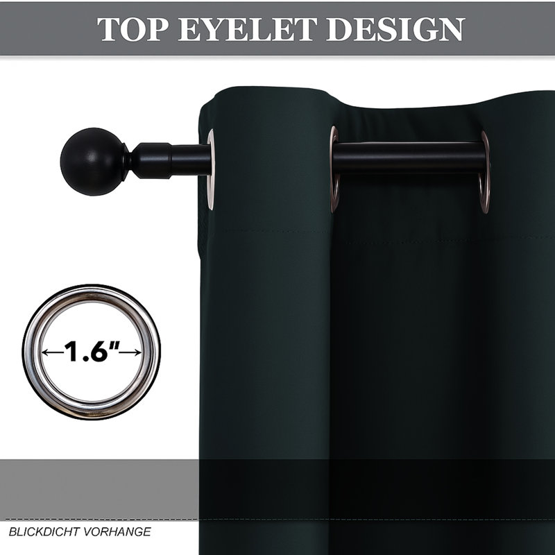 Kalynn 100% Blackout Eyelet Semi Sheer Synthetic Window Curtain Pair, 228 W x 228 D cm, Black