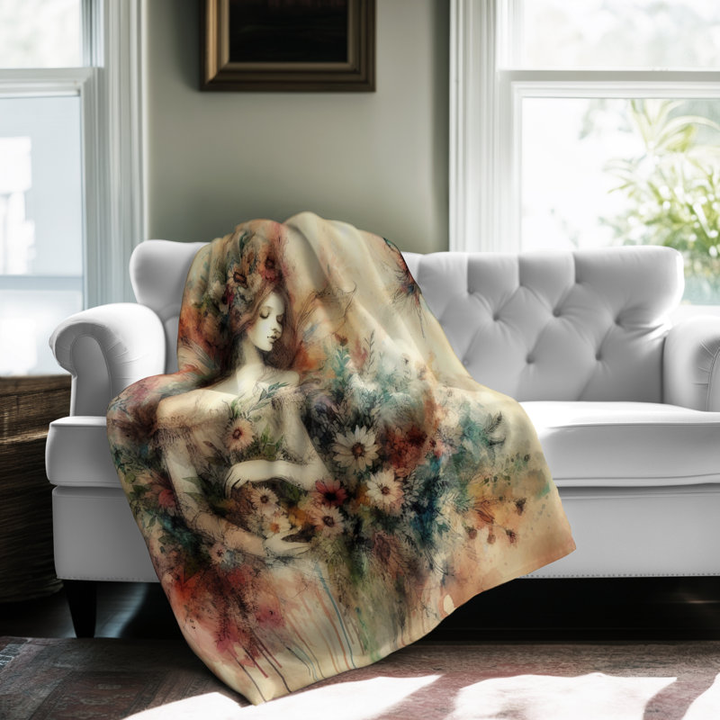 Ethereal Elf Enigma - couverture en sherpa de qualité supérieure 1 pièce - reproduction d'art luxueuse, Grand lit