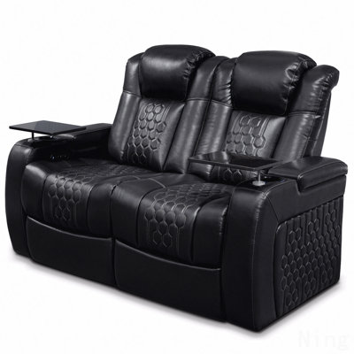 62.2" Top-Grain Nappa 2PC Power Recliner Set - RGB LED, Smart Charging, Fully Adjustable