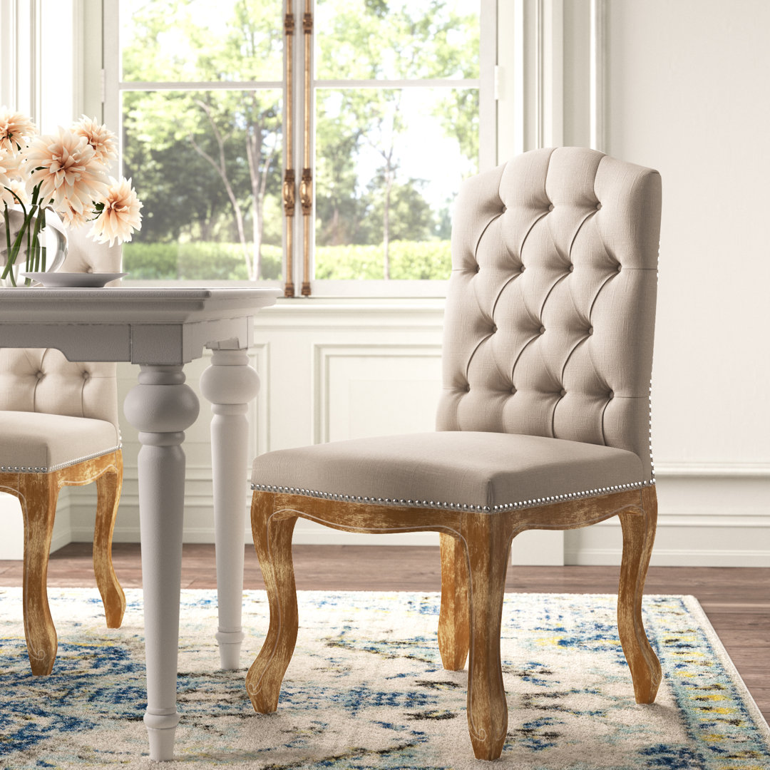 Aarons 18.72'' H Tufted Linen Mix Upholstered Side Chair One Allium Way®